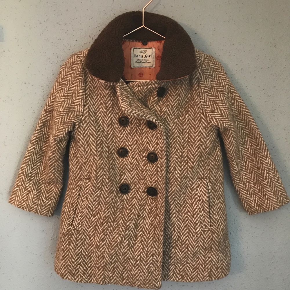 Brown pea coat with fleece lining